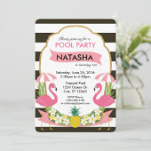 熱帯フラミンゴパーティの招待状(5x7) 招待状 (スタンド正面)