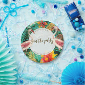 熱帯フラミンゴパーティーbbqプレートと文字 ペーパープレート (パーティー)