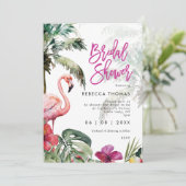 熱帯フラミンゴパームズブライダルシャワー招待 招待状 (スタンド正面)