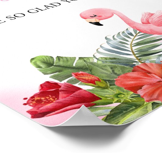 熱帯フラミンゴピンクゲストブックベビーシャワー ポスター (角)