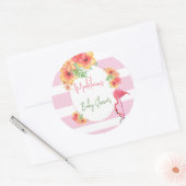 熱帯フラミンゴピンクストライプの赤ちゃんシャワー ラウンドシール (封筒)