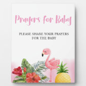 熱帯フラミンゴピンク祈りの言葉のベビー標識 フォトプラーク (正面)