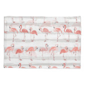 熱帯フラミンゴブルーストライプのパターン 枕カバー (裏面)