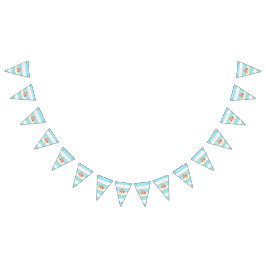 熱帯フラミンゴブルーストライプの赤ちゃんシャワー バンティングフラッグ