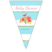 熱帯フラミンゴブルーストライプの赤ちゃんシャワー バンティングフラッグ (第2の旗)