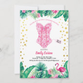 熱帯フラミンゴランジェリーシャワーブライダルパーティ 招待状 (正面)