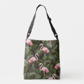 熱帯フラミンゴ模様：ヴィンテージ クロスボディバッグ (裏面)