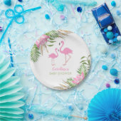 熱帯フラミンゴ水彩フローラシャワー ペーパープレート (パーティー)