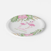 熱帯フラミンゴ水彩フローラシャワー ペーパープレート (アングル)