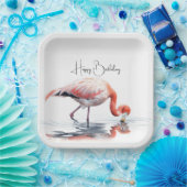 熱帯フラミンゴ誕生日パーティー ペーパープレート (パーティー)