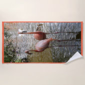 熱帯フラミンゴ鳥ビーチタオル ビーチタオル (正面)