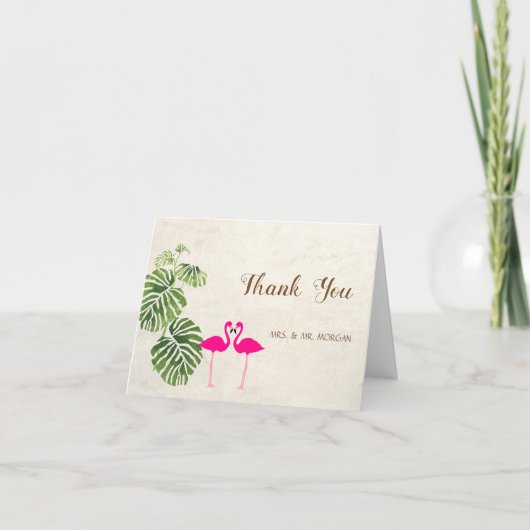 熱帯フラミンゴ サンキューカード (正面)