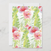 熱帯フラミンゴ、ハイビスカスをテーマにしたベビーシャワー 招待状 (裏面)