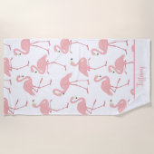熱帯フラミンゴ ビーチタオル (正面)