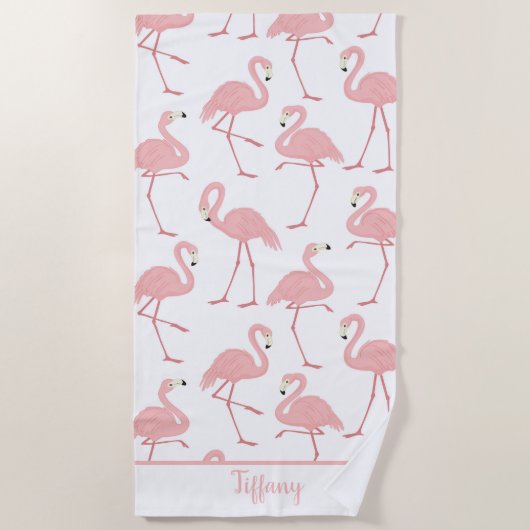 熱帯フラミンゴ ビーチタオル (正面)