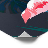 熱帯フラミンゴ：夏の花のパターン ポスター (角)