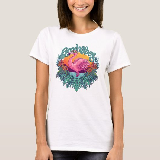 熱帯フラミンゴ Tシャツ (正面)