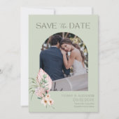 熱帯フラワーアーチ写真行き先結婚式 セーブザデート (正面)