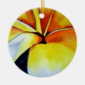 熱帯フランギパニ花水彩抽象芸術 セラミックオーナメント (正面)