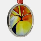 熱帯フランギパニ花水彩抽象芸術 メタルオーナメント (右)