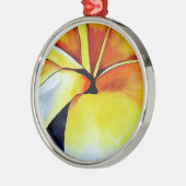 熱帯フランギパニ花水彩抽象芸術 メタルオーナメント (左)