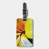 熱帯フランギパニ花水彩抽象芸術 ラゲッジタグ (正面縦)