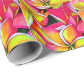 熱帯フランギパニ花水彩抽象芸術 ラッピングペーパー (ロールコーナー)