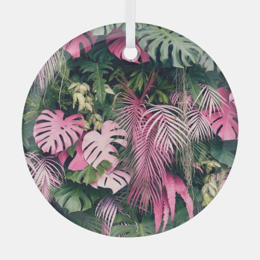 熱帯フルバックグラウンドの木 ガラスオーナメント (正面)