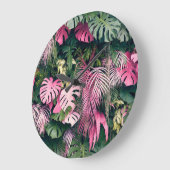 熱帯フルバックグラウンドの木 ラージ壁時計 (傾斜)