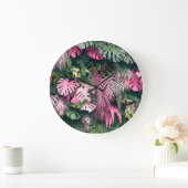 熱帯フルバックグラウンドの木 ラージ壁時計 (ホーム)