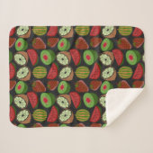 熱帯フルーツのシームレスなパターンカラフル シェルパブランケット (正面(横))