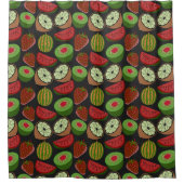 熱帯フルーツのシームレスなパターンカラフル シャワーカーテン (正面)