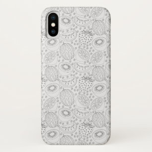 熱帯フルーツのシームレスなパターン黒と白 iPhone X ケース