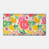 熱帯フルーツモノグラム水の色サマーパターン デスクマット (正面)