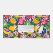 熱帯フルーツモノグラム水の色サマーパターン デスクマット (キーボード&マウス)