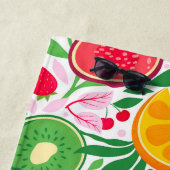 熱帯フルーツモノグラム水の色サマーパターン ビーチタオル (インサイチュ)