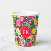 熱帯フルーツモノグラム水の色サマーパターン 紙コップ (裏面)