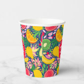 熱帯フルーツモノグラム水の色サマーパターン 紙コップ (右)