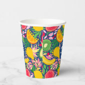 熱帯フルーツモノグラム水の色サマーパターン 紙コップ (右)