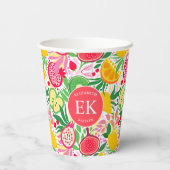 熱帯フルーツモノグラム水の色サマーパターン 紙コップ (裏面)