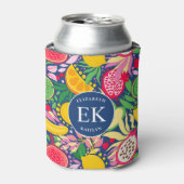熱帯フルーツモノグラム水の色サマーパターン 缶クーラー (缶正面)
