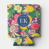 熱帯フルーツモノグラム水の色サマーパターン 缶クーラー (裏面)