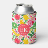 熱帯フルーツモノグラム水の色サマーパターン 缶クーラー (缶正面)