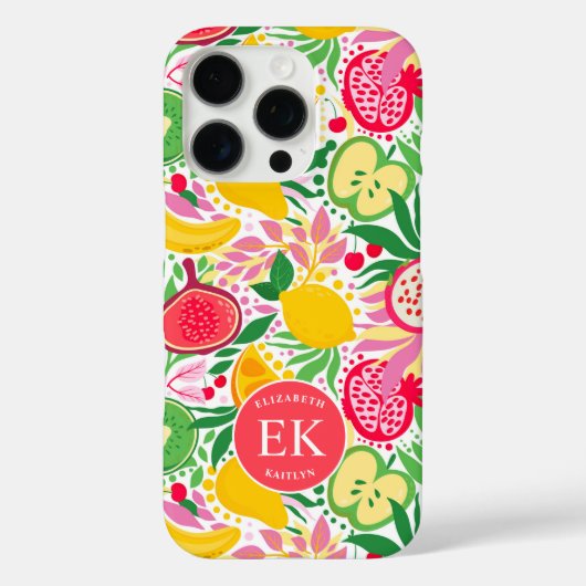 熱帯フルーツモノグラム水の色サマーパターン Case-Mate iPhoneケース (裏面)