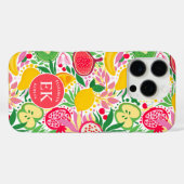 熱帯フルーツモノグラム水の色サマーパターン Case-Mate iPhoneケース (裏面 (横))