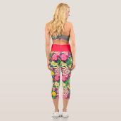 熱帯フルーツ水彩夏パターン カプリレギンス (裏面)