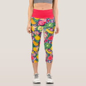 熱帯フルーツ水彩夏パターン カプリレギンス (正面)
