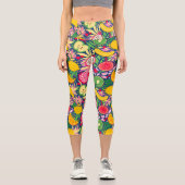 熱帯フルーツ水彩夏パターン カプリレギンス (正面)