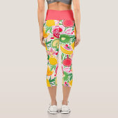 熱帯フルーツ水彩夏パターン カプリレギンス (裏面)