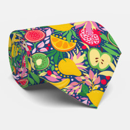熱帯フルーツ水彩夏パターン ネクタイ